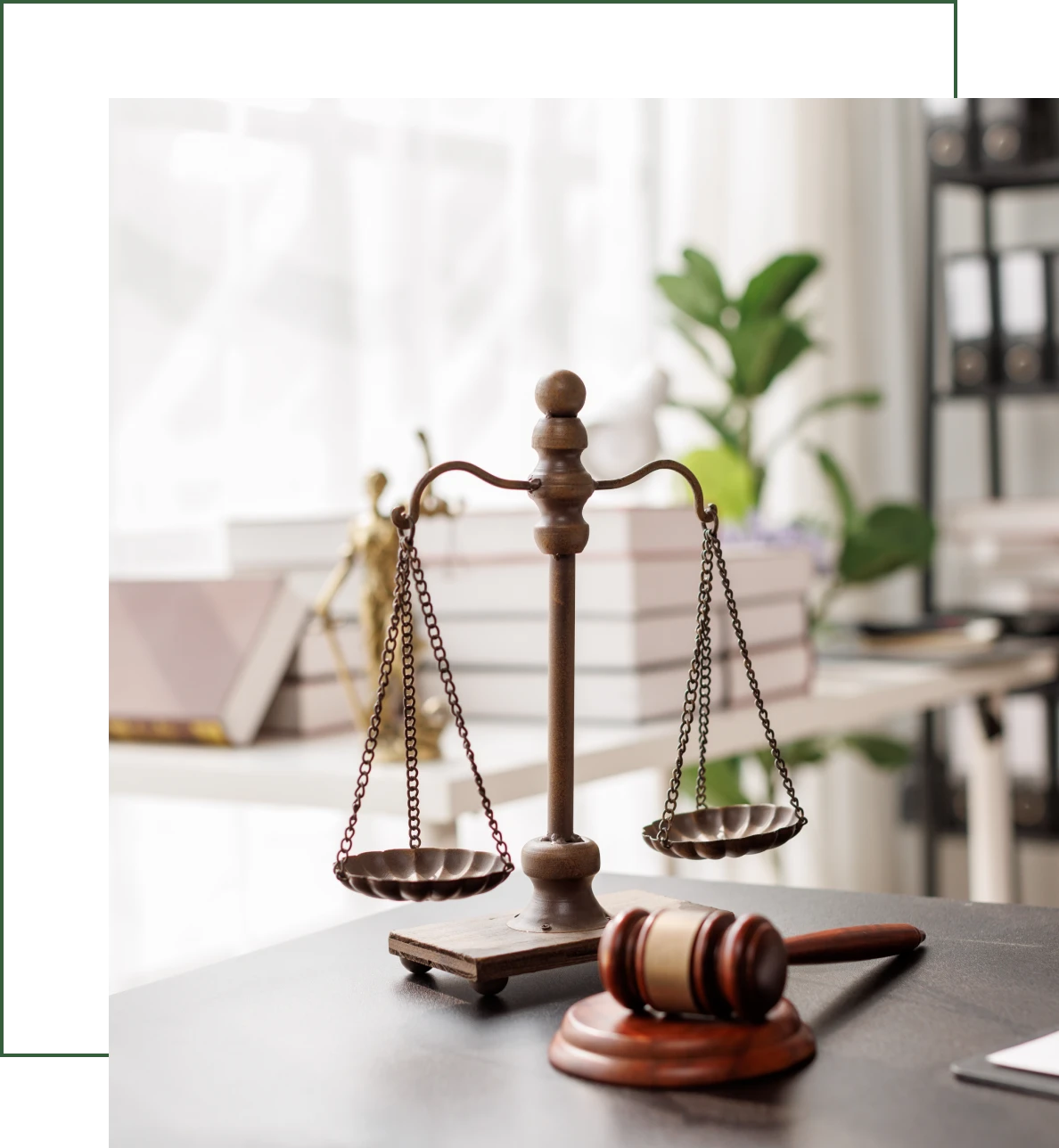 Scales of justice on desk
