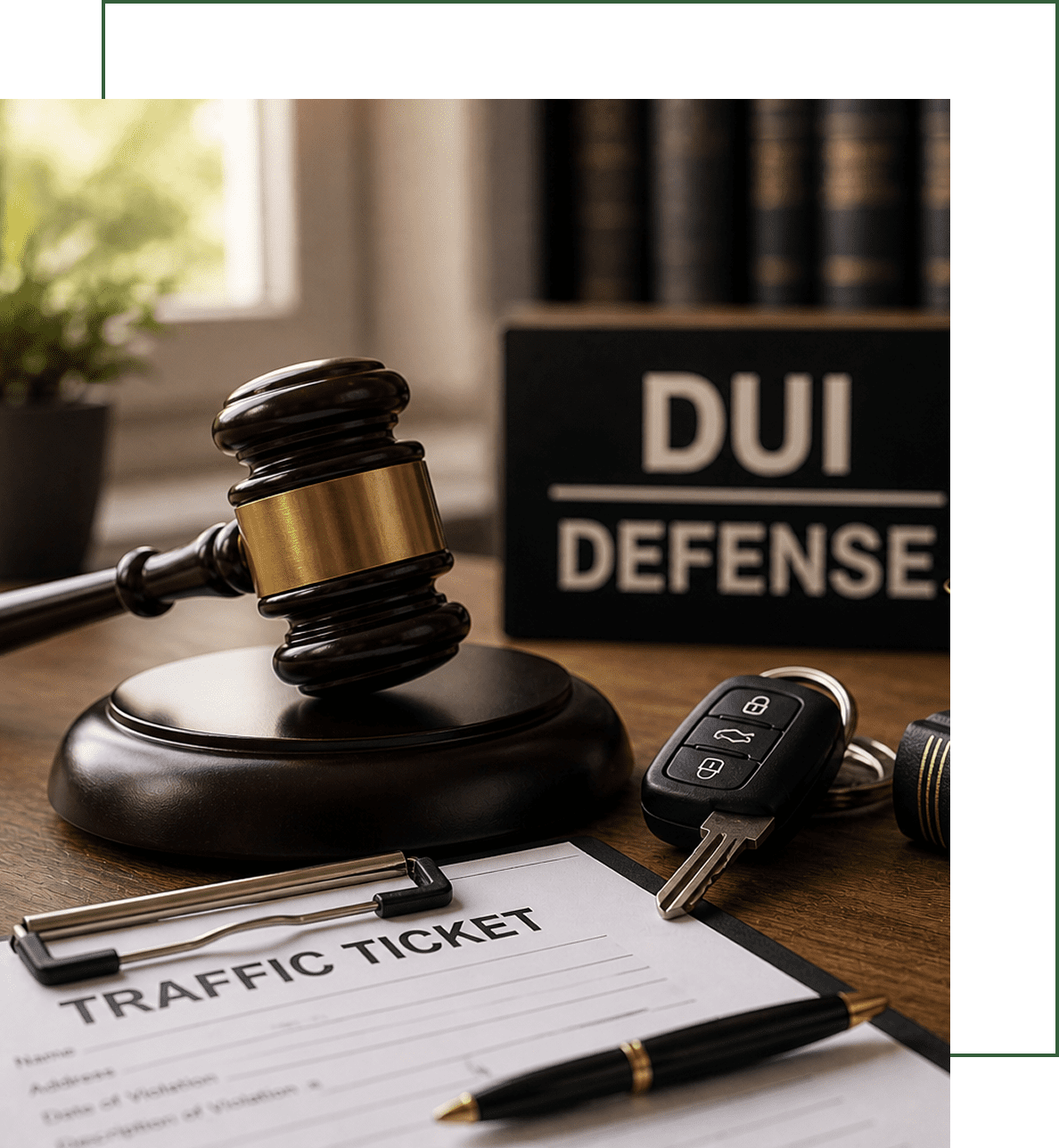 DUI defense sign with gavel